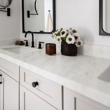Olympian White Honed Marble Bathroom
