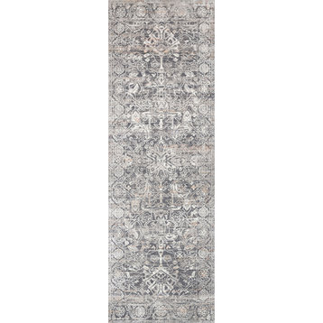 High Low Pile Lucia LUC-03 Area Rug by Loloi II, Steel/Ivory, 2'8"x10'