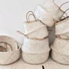 Natural Zig Zag Belly Woven Seagrass basket, 12"x15"