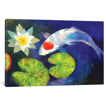 "Tancho Koi And Water Lily" by Michael Creese, Canvas Print, 26x18"