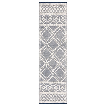 Safavieh Couture Natura Collection NAT826 Rug, Ivory/Navy, 2'3"x8'