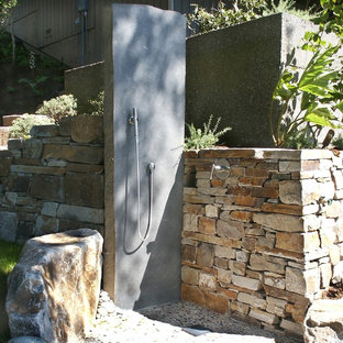 Basalt slab outdoor shower