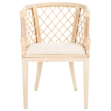 Safavieh Carlotta Arm Chair, Natural/White Washed