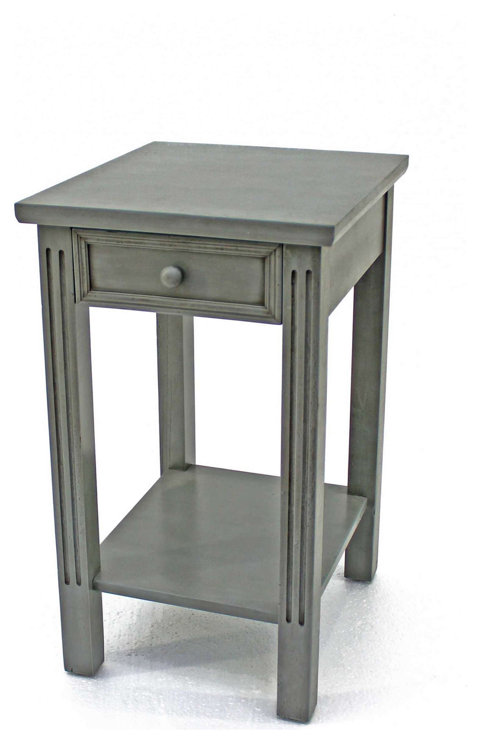 14" x 16" x 24" Gray, 1 Drawer, Minimalist Loft, Wooden End Table - Transitional - Side Tables ...
