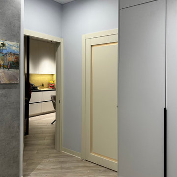 Space-Saving Apartment Corridor with Built-In Storage