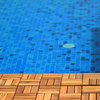 Patio Floor Tiles, 12”x12”, Solid Wood Interlocking, Natural, Set of 9