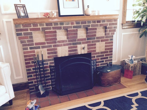 Brick Fireplace With Red Tile Hearth, Tile On Brick Fireplace Hearth