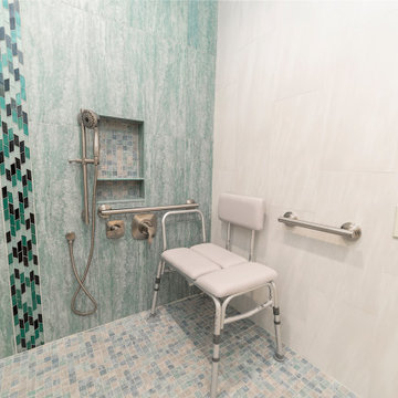 Shower bench in open shower space