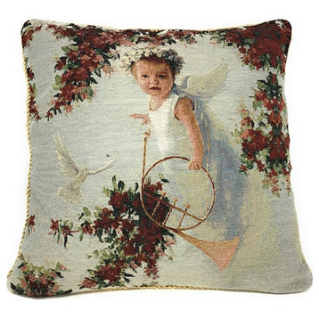 Tache Cupid's Horn Elegant Little Girl Angel Throw Pillow Cushion Cover, 1 Piece