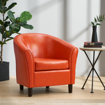 GDF Studio Newport Leather Club Chair, Orange