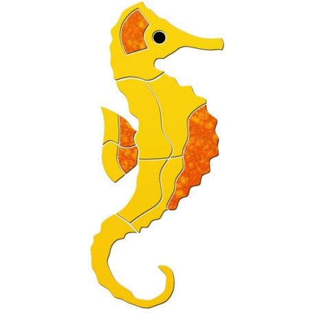 Seahorse Ceramic Swimming Pool Mosaic 30"x13", Yellow