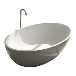 ADM Bathroom Design - ADM Oval Freestanding Bathtub, White, 69.3" - Bathtubs