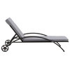 CorLiving Patio Sun Lounger Black With Ash Gray Fabric Cushions