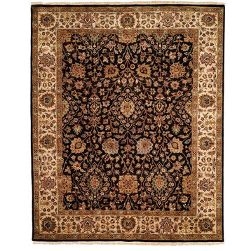 Kabir Hand-Knotted Rug, Black and Ivory, 12'x18'