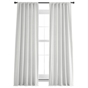 French Linen Curtain Single Panel, Crisp White, 50"x84"