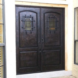 Wrought Iron 2-Panel Speakeasy Double Door - Front Doors