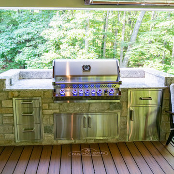 Two Tiered Covered Deck with Fireplaces