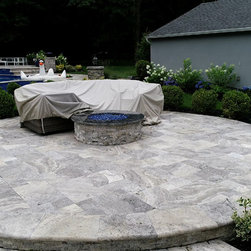 Silver Travertine & Rain Cloud Marble Poroject in Oster Bay - Fire Pits
