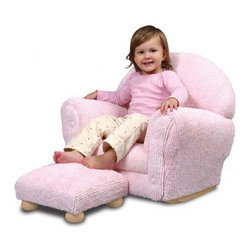 Gina Pink Chenille Rocker With Ottoman by Kidkraft - Kids Chairs