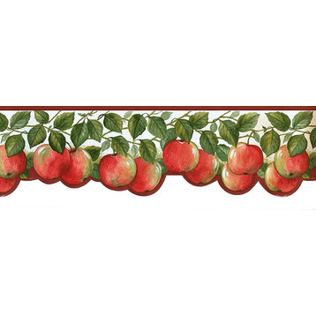 Wallpaper Border Apples Leaves Red Green White 6.75"x15'