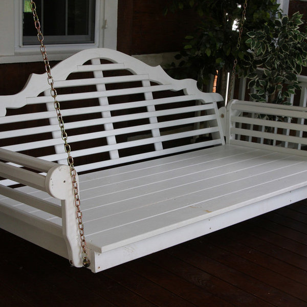 6' Pine Porch Swing Bed in Marlboro Design, White
