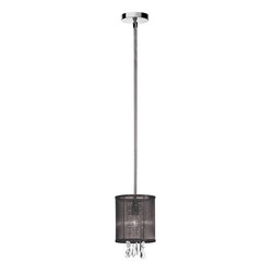Shaded 1 Light 6" Crystal Mini Pendant or Ceiling Mount Fixture with Black Organ - Pendant Lighting
