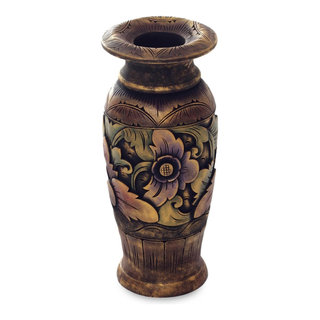 Mystic Garden Decorative Wood Vase - Traditional - Vases - by