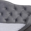 Full Daybed, Diamond Button Tufted Headboard and Curved Armrests, Grey