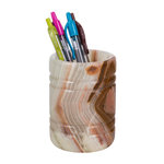 Marble Products International - Onyx Pen Holder - Gives your desk a more personalized look with this Onyx pen holder, made of 100% natural marble. This holder has been hand crafted and polished to bring out natural colors and look. This Onyx Desk Pen Holder would be a great gift for any business professional.