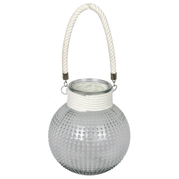 10" Glass Jar With White Rope Handle