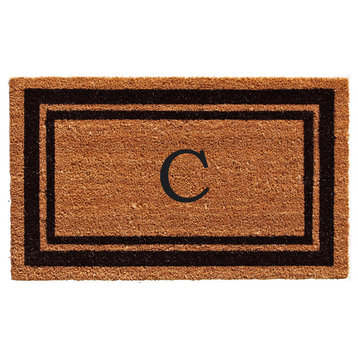Black Border 24"x36" Monogram Doormat, Letter C