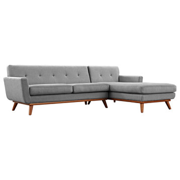 Engage Right-Facing Upholstered Fabric Sectional Sofa, Expectation Gray