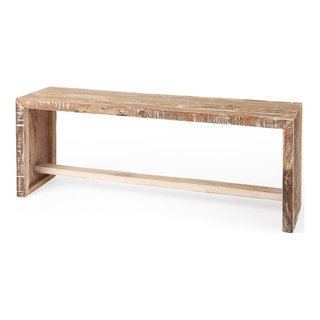 Mercana Dayton II Natural Wooden Multi-Level Shelf Console Table