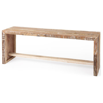 Solveig Light Brown Solid Reclaimed Wood Rectangular Bench