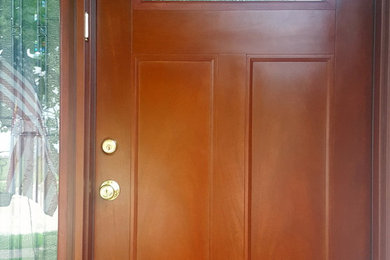 Front door - mid-sized traditional front door idea in St Louis with a dark wood front door