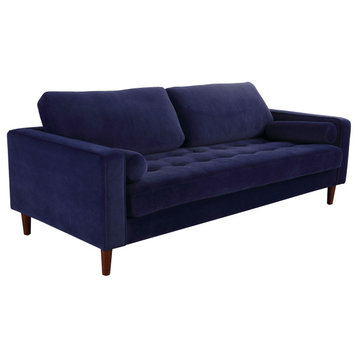 Frederick Modern Contemporary Velvet Sofa, Blue