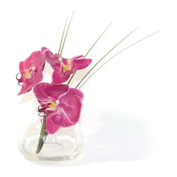 Fuchsia Phalaenopsis and Grass Teardrop Vase - Products