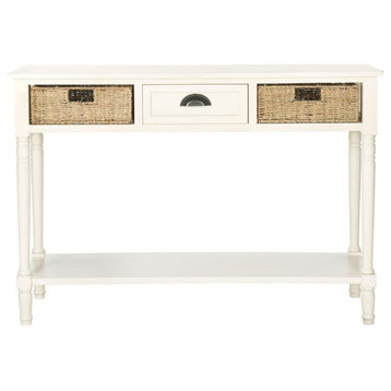 Rosa Wicker Console Table With Storage White