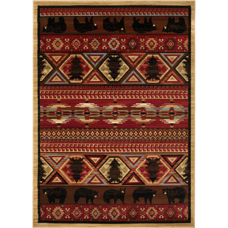 Lodge King Red Pine Rustic Southwest Area Rug, 2'3"x7'7"