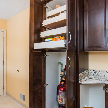 Transitional Style Laundry/Mudroom With Medium Stained Maple Cabinets