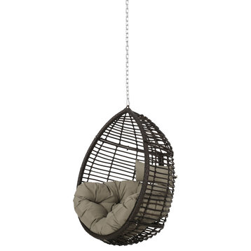 Pilsudski Wicker Hanging Chair, Khaki/Multi-Brown