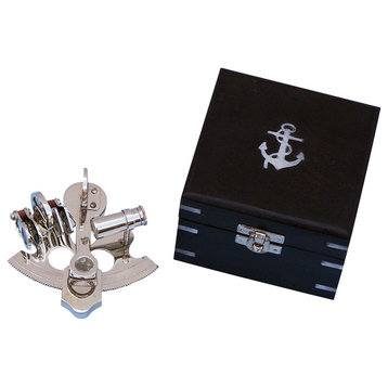 Scout's Chrome Pirate Sextant With Black Rosewood Box, 4''