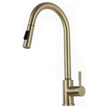 Touch Kitchen Faucet Stainless Steel Pull Out Spray Single Handle, Brushed Gold
