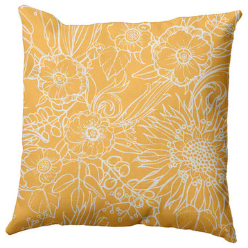 16" x 16" Zentangle Decorative Indoor Pillow, Egg Yolk