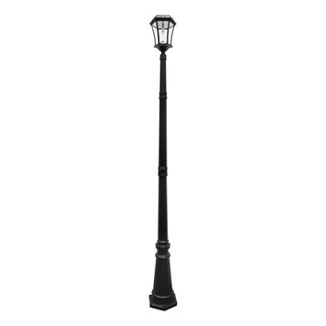 Victorian Single Solar Lamp Post With GS-Solar LED, Bulb, Black Finish