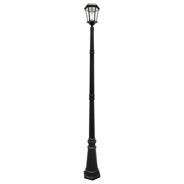 Victorian Single Solar Lamp Post With GS-Solar LED, Bulb, Black Finish