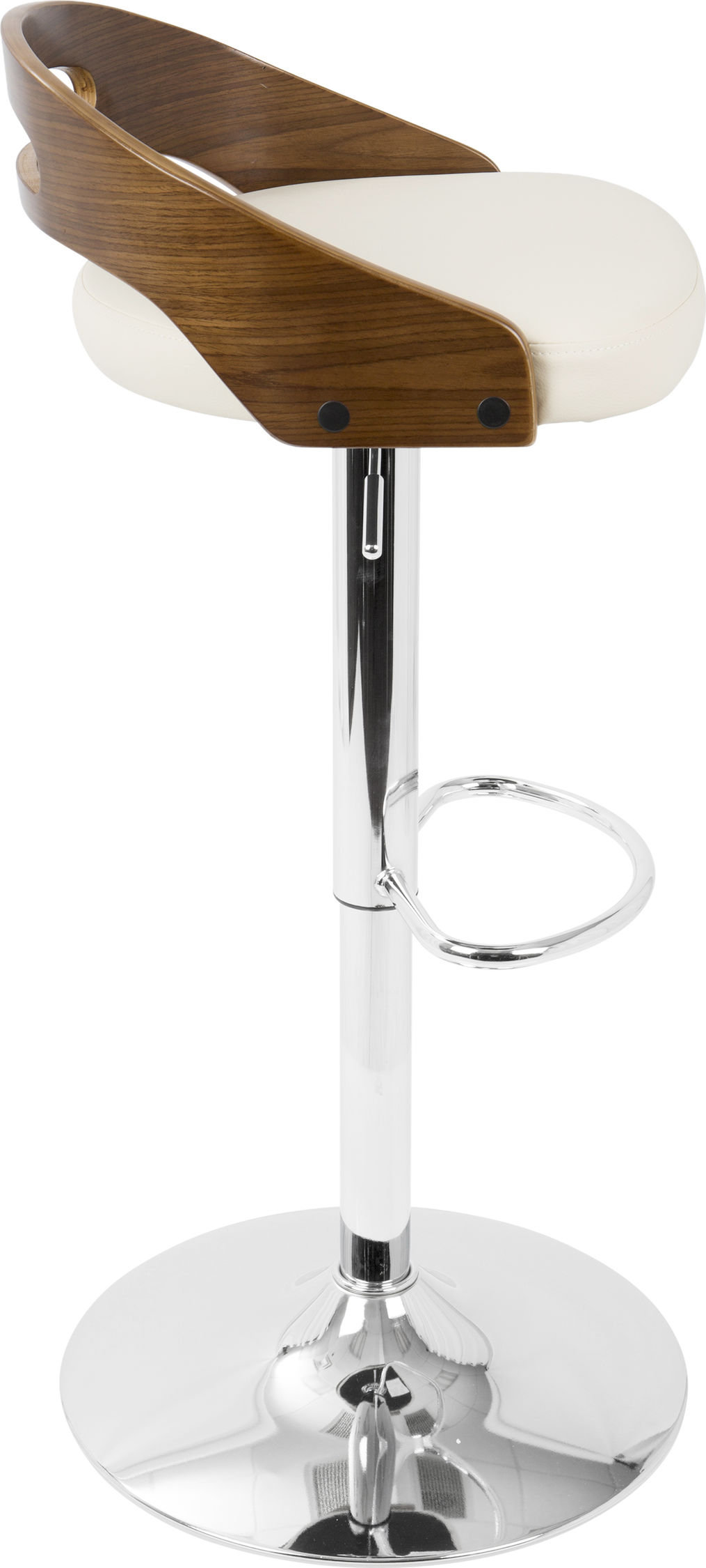 LumiSource Cassis Adjustable Height Barstool With Swivel, Walnut/Cream