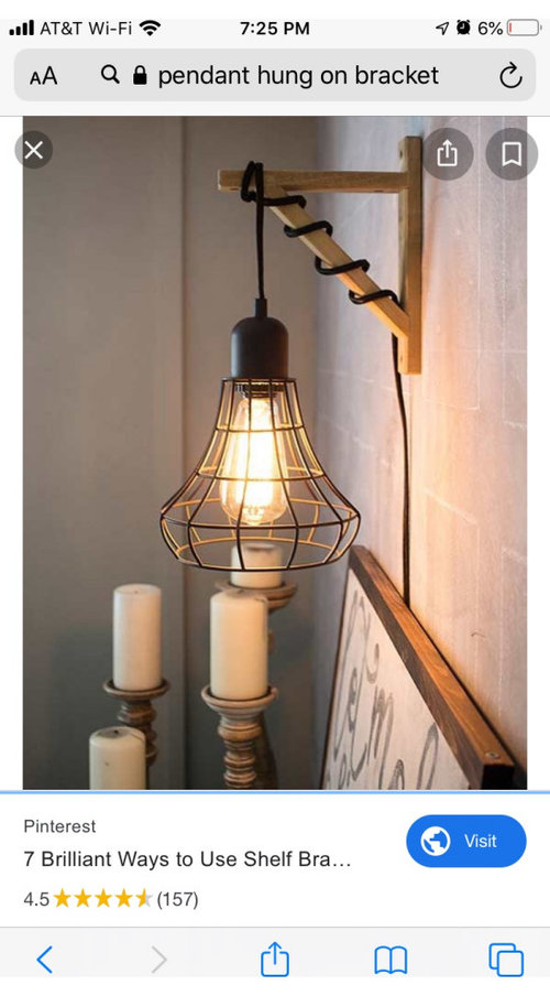 Shelf Bracket To Hang Plug In Pendant Light, Hanging Plug In Lamps