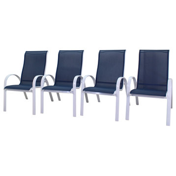 Courtyard Casual Santa Fe Aluminum Sling Chairs, Set of 4, White
