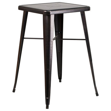 Square Metal Table, Black Antique, Bar Height, 40"